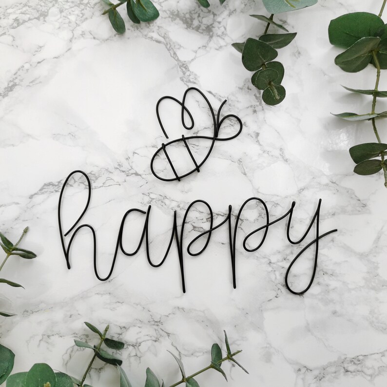 Bee Happy Wire Wall Art Bumble Bee Wall Decor Wire Art Etsy UK
