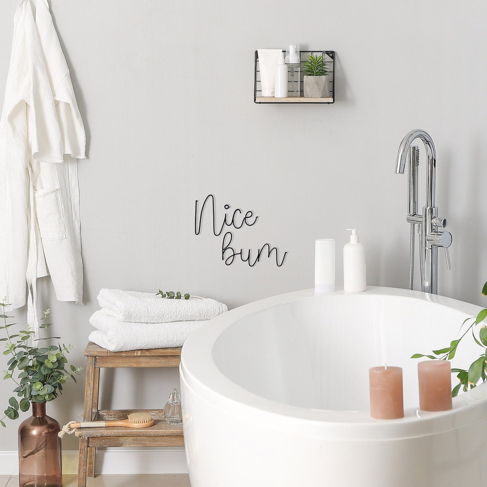 Nice Bum Wire Wall Art Sign Nice Bum Sign Bathroom Wall - Etsy