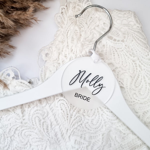 Personalised Acrylic Wedding Hanger Tag - Custom Acrylic Hanger Name Tags - Bridal Hangers - Wedding Hanger - Bridesmaid Gift