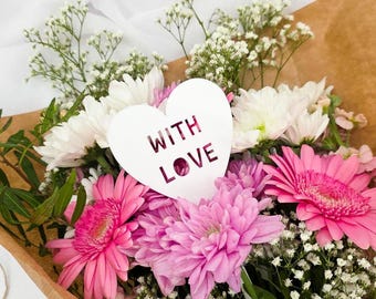 With Love Bouquet Pick – Acrylic Flower Decoration, Keepsake Gift Pick for Bouquets & Floral Arrangements