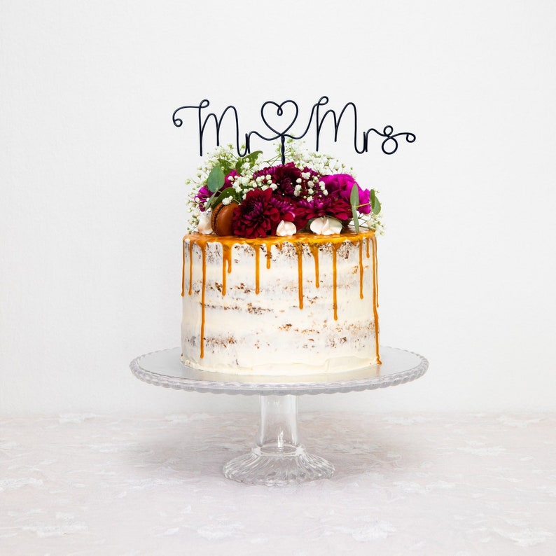 Mr and Mrs Cake Topper Wire Cake Topper Wedding Cake Etsy UK