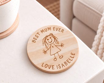 Personalised Mum Coaster, Child’s Drawing Mother's Day Gift