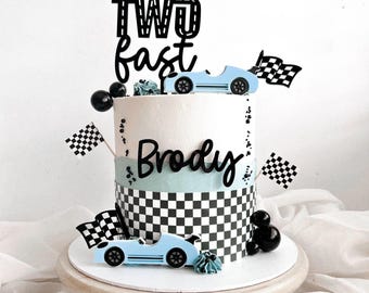 Personalised Two Fast Cake Topper Set Race Car Birthday Decorations