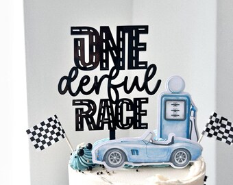 Onederful Race Cake Topper, Race Car First Birthday