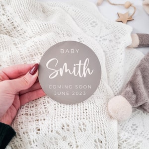 Personalised Baby Coming Soon Plaque Custom Birth Announcement Sign New Born Reveal Sign New Baby Name Sign Photo Prop image 2