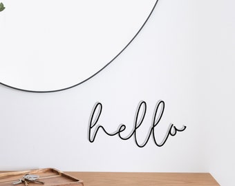 Wire Hello Wall Sign - Hallway Wall Art - Entryway Wall Decor - Housewarming Gift