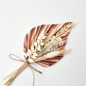 Copper Palm Spear Dried Flowers Cake Topper - Rose Gold Boho Cake Topper - Dried Flowers for Cake - Cake Topper Flower Arrangement
