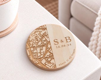 Personalised Couples Map Coaster, Special Date Keepsake