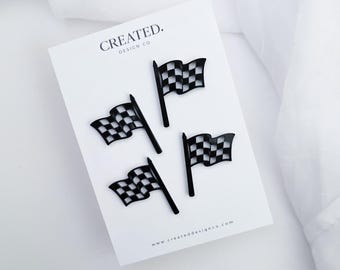 Checkered Flag Cake Charms Race Car Cake Decorations | Race Car Topper