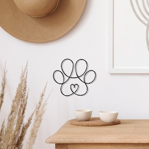 Wire Paw Print With Heart Sign - Paw Wall Sign - Animal Wall Art - Pet Gift - Animal Paw - Housewarming - Pet Gift - Pet Memorial