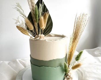 Safari Cake Flowers, Jungle Cake Decorations, Sage Dried Bouquet
