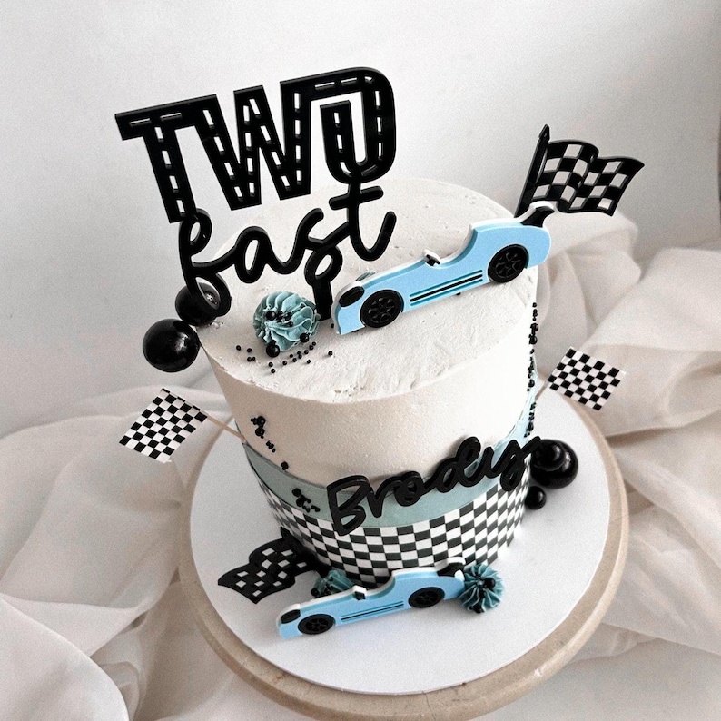 2 Fast Cake Personalised Two Fast Cake Topper Set Race Car Birthday Decorations - Etsy
