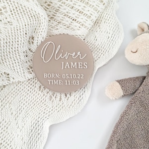 Custom Birth Announcement Sign With Date - Personalised Baby Name Plaque - New Born Reveal Sign - New Baby Name Sign - Photo Prop
