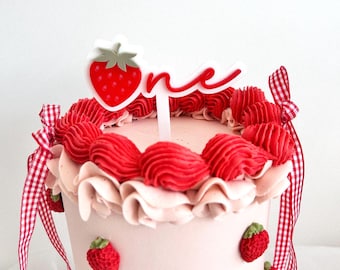 Strawberry ‘One’ Cake Topper - Berry First Theme Cake Decoration