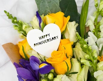 Happy Anniversary Bouquet Pick – Acrylic Flower Decoration, Romantic Bouquet Gift Pick Keepsake