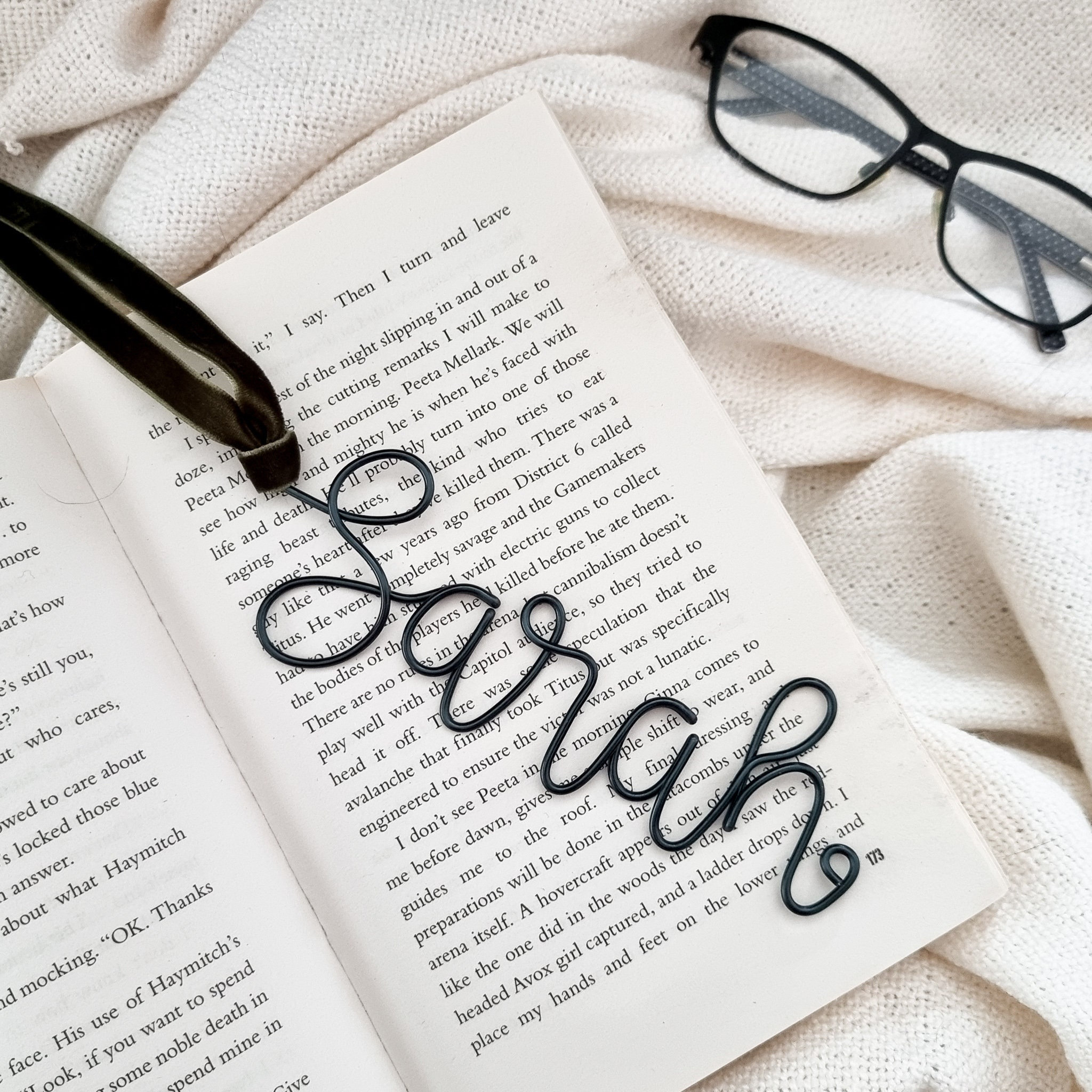 Personalised Name Bookmark With Ribbon - Wire Name Bookmark - Custom Name Bookmark - Stocking Tag - Place Name