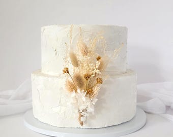 Neutral Dried Wedding Cake Flowers, Boho Dried Flower Bouquet for Cakes
