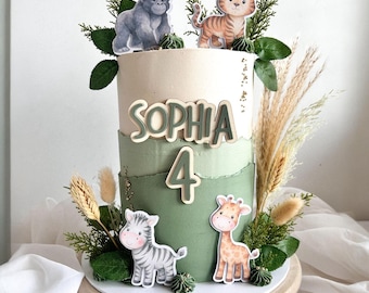 Safari Cake Decoration Set, Personalised Jungle Cake Theme
