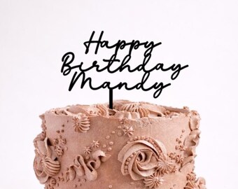 Happy Birthday Cake Topper with Name | Custom Script Birthday Decoration