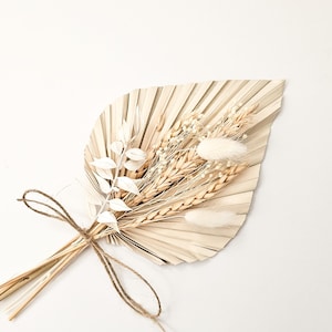 Creme Palm Spear Trockenblumen Tortendeko - Neutral Boho Cake Topper - Getrocknete Blumen für Kuchen - Tortendekoration Blumenarrangement