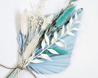 Baby Blue Palm Spear Dried Flowers Cake Topper - Boho Cake Topper - Dried Flowers for Cake Decoration - Cake Topper Flower Arrangement