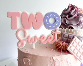 Personalised Two Sweet Cake Topper, Donut Shop Cake Topper