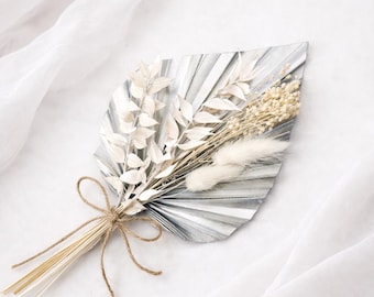 Silver Palm Spear Dried Flowers Cake Topper - Dried Flowers for Cake - Cake Topper Flower Arrangement