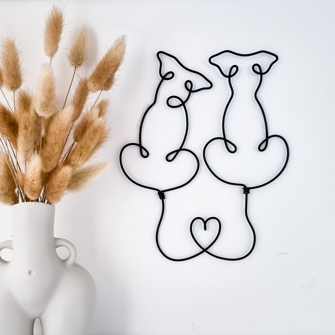 Wire Dogs Wall Sign Dog Heart Wall Art Love Dogs Wall Decor Anniversary