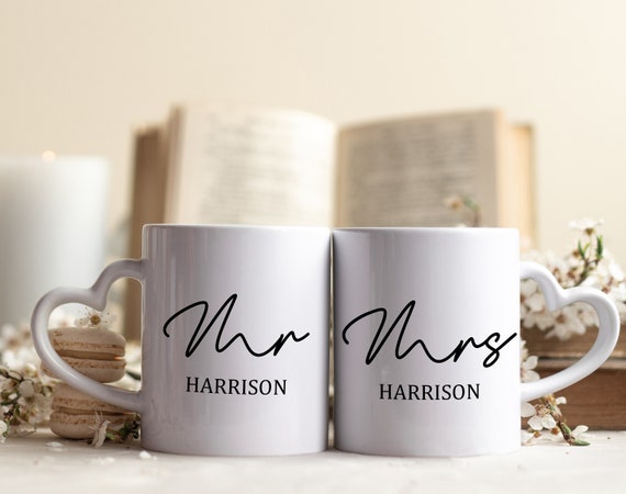 Mug Couple Personnalisé Set Mugs Prénom Cadeau pour D'anniversaire - L