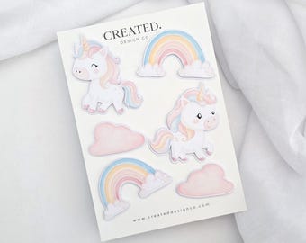 Pastel Unicorn Cake Topper Set Girls Cake Decorations