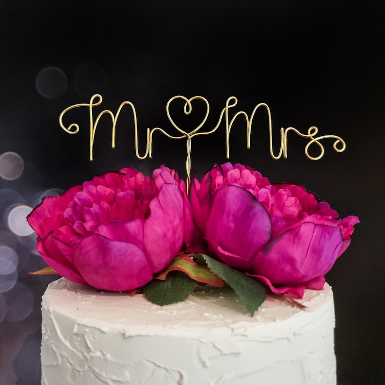 Mr and Mrs Cake Topper Wire Cake Topper Wedding Cake Etsy UK
