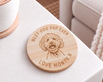 Personalised Dog Portrait Coaster, Dog Mum or Dad Gift