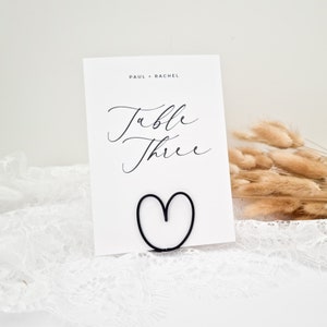 Heart Wire Place Card Holder Place Name Holder Photo Holder Name Card Holder Minimalist Wedding Table Decoration image 1