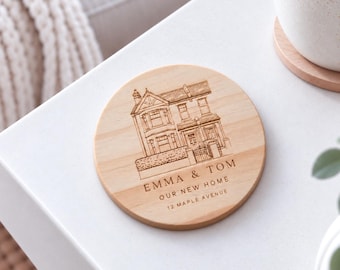 Personalised House Portrait Coaster, Custom Home Keepsake