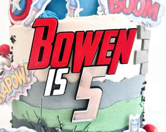 Superhero Name and Age Cake Charm | Avengers Inspired Cake Decoration