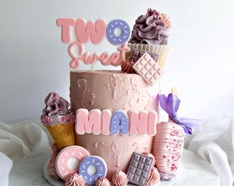 Personalised Two Sweet Cake Decorations, Sweet Shop Cake Topper