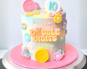 Double Digits Acrylic Cake Charm, 10th Birthday Cake Topper