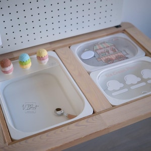 Trofast Insats - Glassvagnsset för Flisat Sensory-bord - liten butik för rolig, kladdfri eller kladdfri låtsaslek