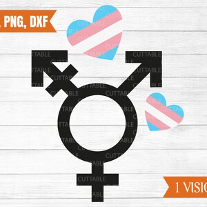 Trans SVG, transgender symbool SVG, trans cut bestand, trans kleur harten, Pride SVG, transexueel SVG, commercieel gebruik cricut, silhouet DXF, PNG