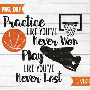 Üben Sie, wie Sie noch nie gewonnen haben, Spielen Sie, wie Sie noch nie verloren svg, Basketball geschnitten Datei, T-shirt Zitat, für Cricut Silhouette, Dxf, Png, Svg