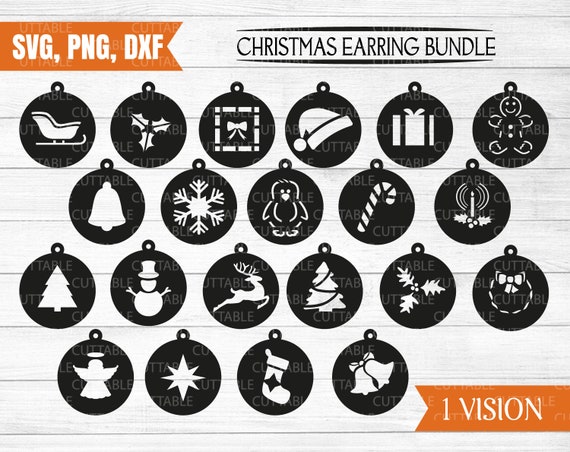 Download Free 21 Christmas Earring Svgs Leather Jewellery Cut Files Bell Etsy SVG DXF Cut File