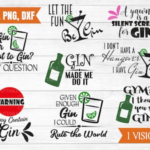 Gin Bundle SVG, amante di Gin 8 file, Gin SVG, cosi ' divertente essere-gin, palestra avevi detto Gin, cricut per uso commerciale, svg, dxf, png