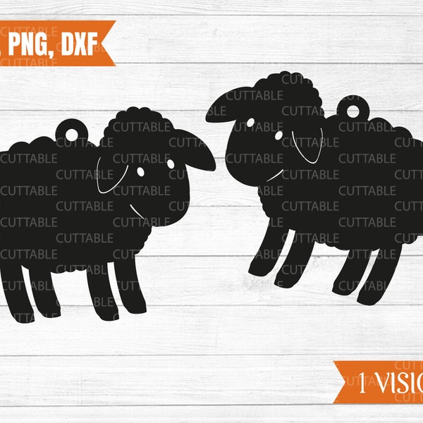 Sheep Earrings SVG, 1 sheep earring cut file, love sheep, sheep decoration pendant, jewellery, commerical use, png, dxf, svg downloadable