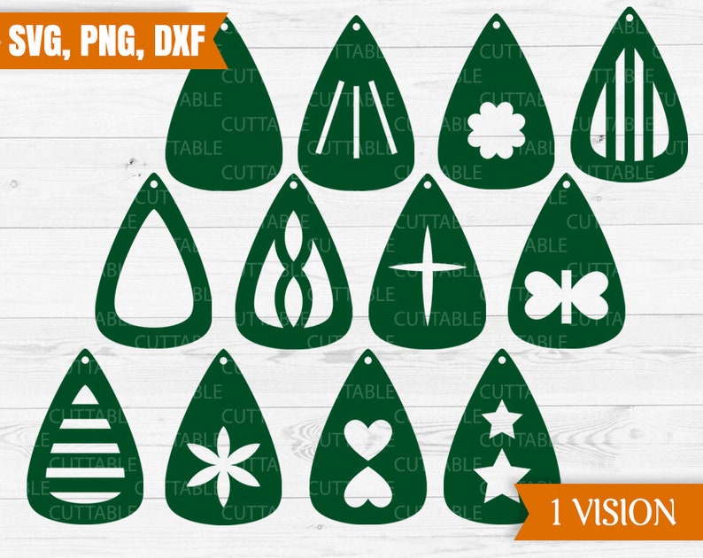 Boucle doreille coupe fichier 12 en forme de larme SVG en | Etsy