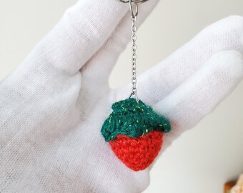Crochet Strawberry Keychain: Red Berry Keyring, Eco-Friendly Gift