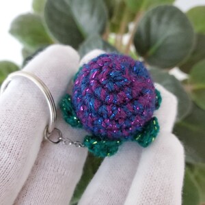 Crochet blackberry/ cute purple blue berry keychain/keyring in 100% compostable package