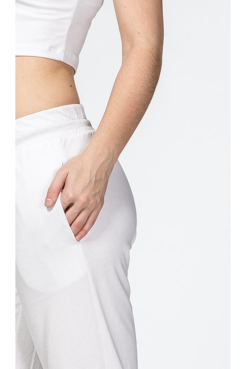 Women white cotton yoga pants Festival Boho Hippie Etsy