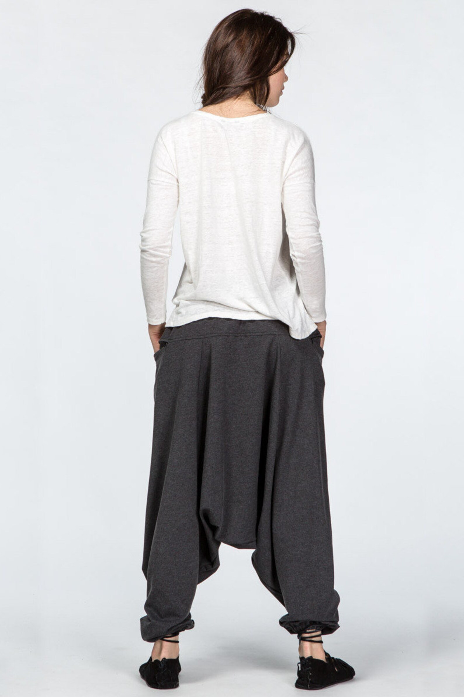 Grey Warm Cotton Harem Pants women men handmade & unique Etsy