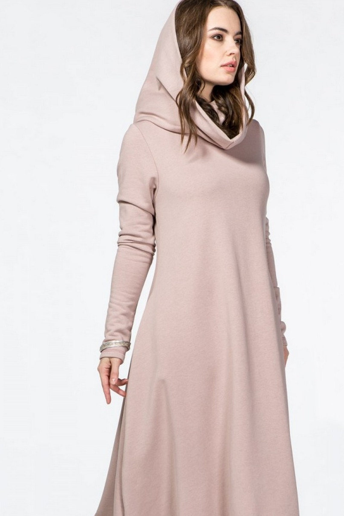 Boho Maxi Cotton Dress Hooded Cotton Dress Plus Size Cotton Etsy