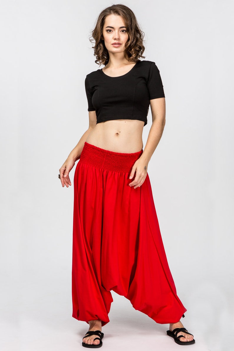 Women loose baggy harem pants Cotton jersey hippie boho Etsy